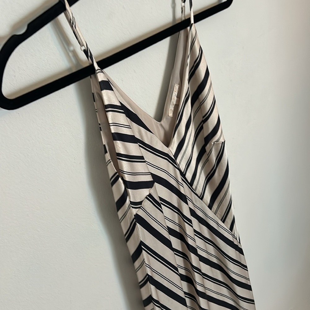 Gold Hawk Midi Stripe Cocktail Slip Dress *NWT*  in Ivory / Black     SMALL - Picture 6 of 10